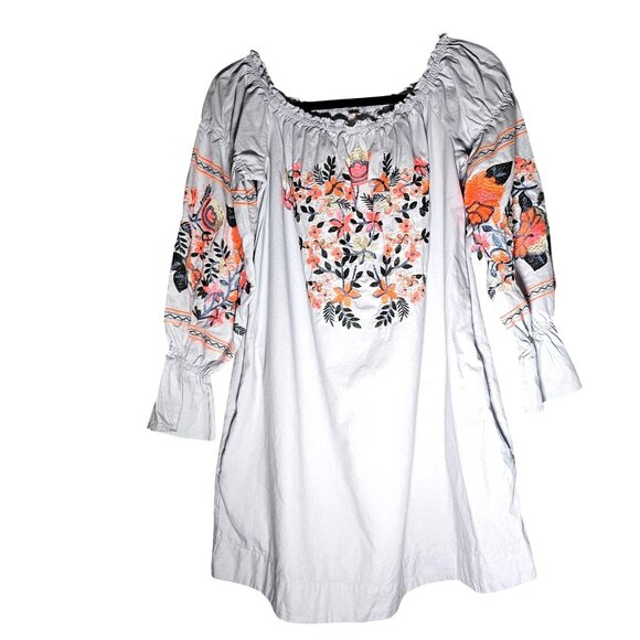 Free People Fleur Du Jour Dress White Floral Embroidery Small – Boho, Festival, - Picture 2 of 10